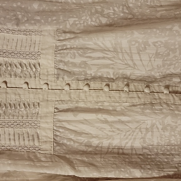 XL White Tuxedo Pleat Burn out Button Top Sheer Boho - Picture 6 of 10